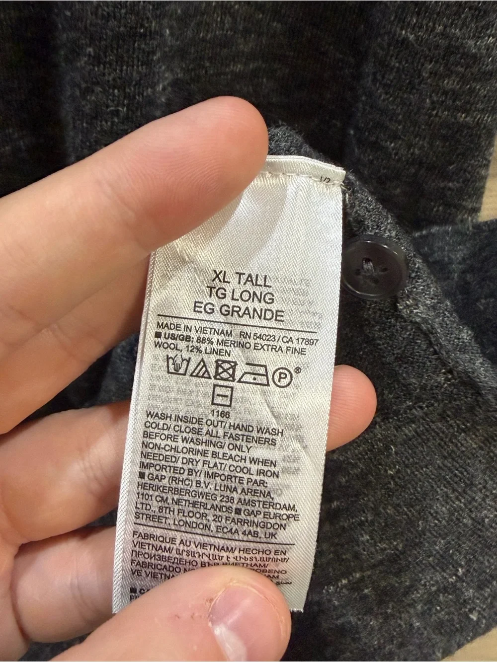 Banana Republic Merino Linen Resort Shirt Heathered Gray Men’s XL TALL NEW